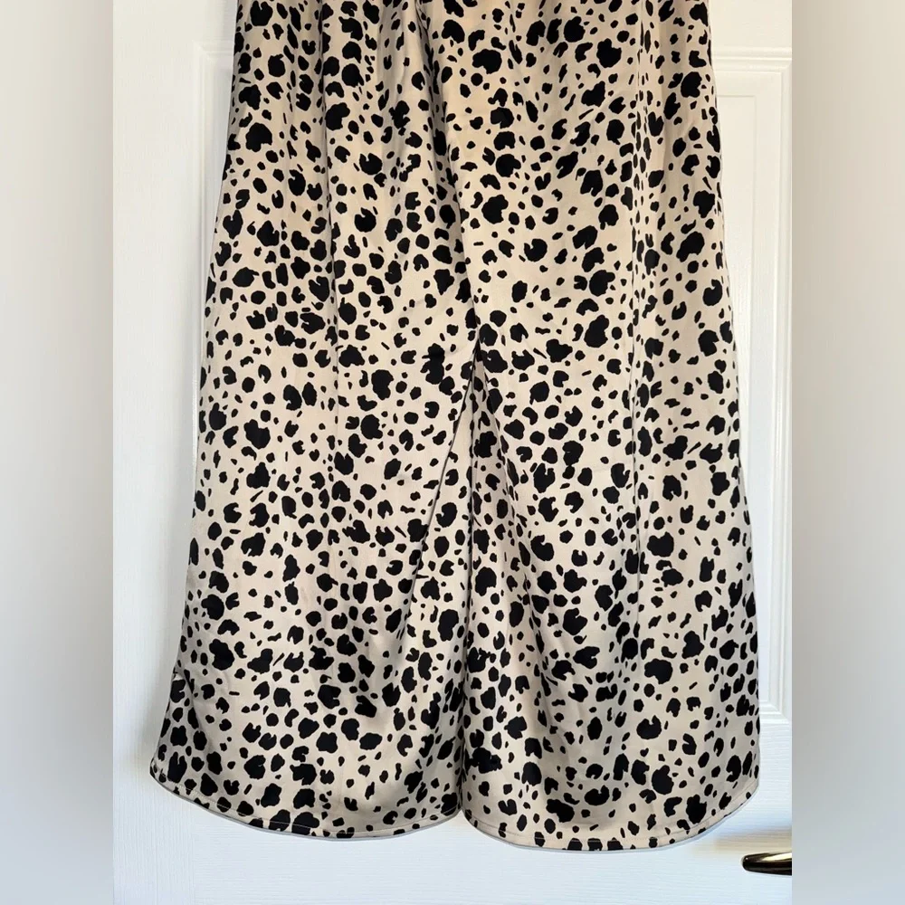 BEACH BUNNY SET Leopard Print Ramsey Slit Leg Wide Pant + Eastyn Tie Tank Top SM - Picture 13 of 16